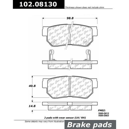 CENTRIC PARTS CTEK Metallic Pad, 102.08130 102.08130